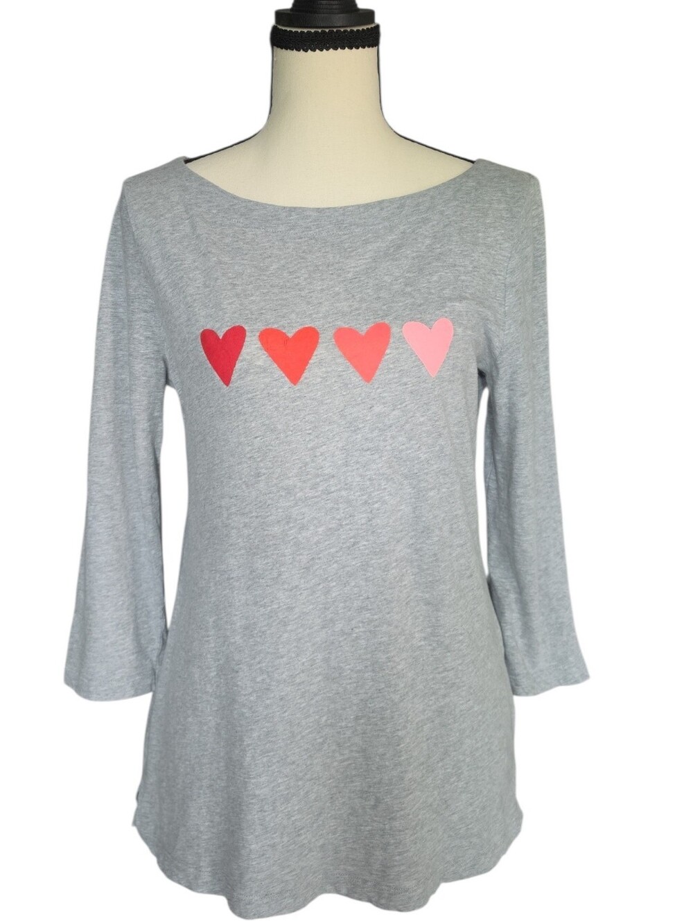 LOFT Heart Shirt With Three Quarter Length Sleeves-Size Small
